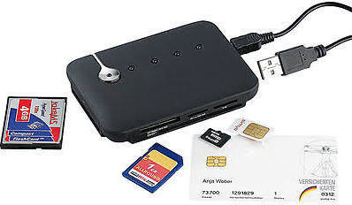Multi-Card-Reader SIM SMART mit aktivem 3-fach-USB-Hub