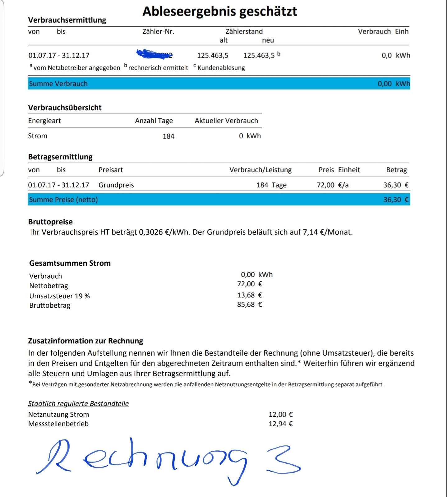 Meine Nebenkostenabrechnung 5680 € mit Rechnung bit ...