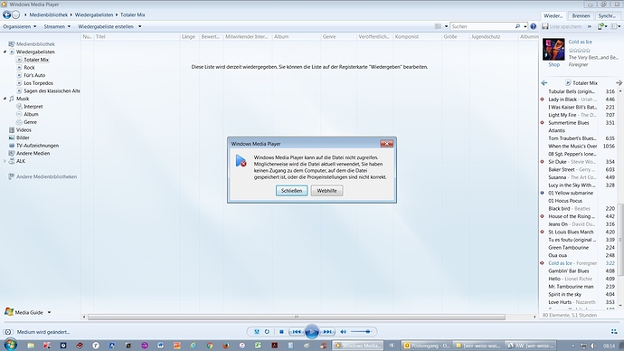 Fehlermeldung Windows Player