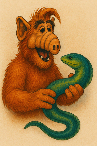 Alf mit Aal in Farbe