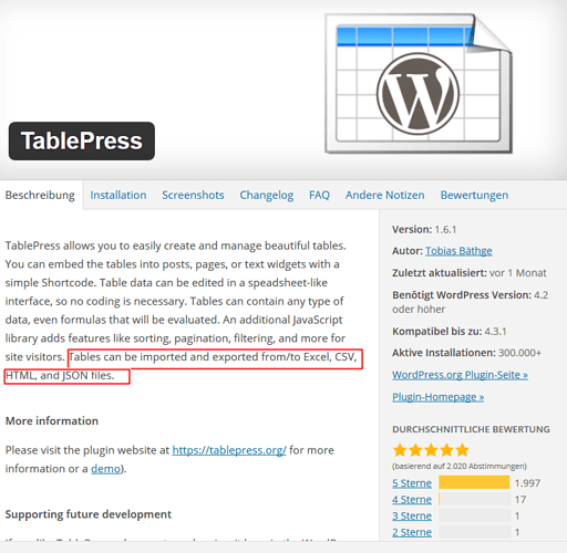 TablePress