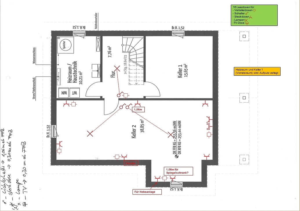 Kellerbau - Elektropaket - Verteilung der Ausgänge - wer-weiss-was.de