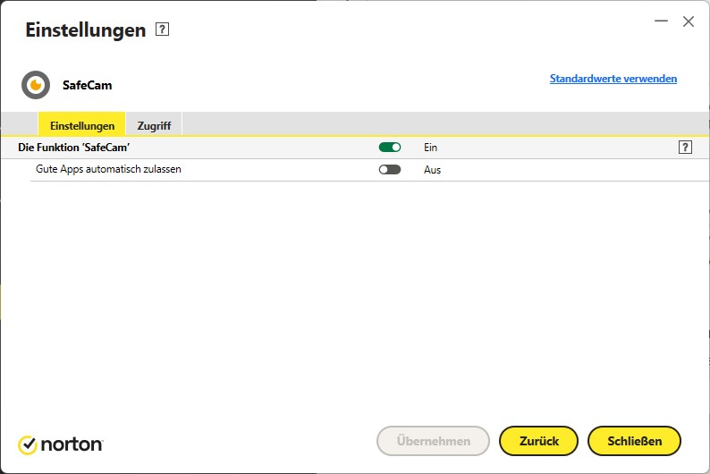 ScreenShot Norton SafeCam